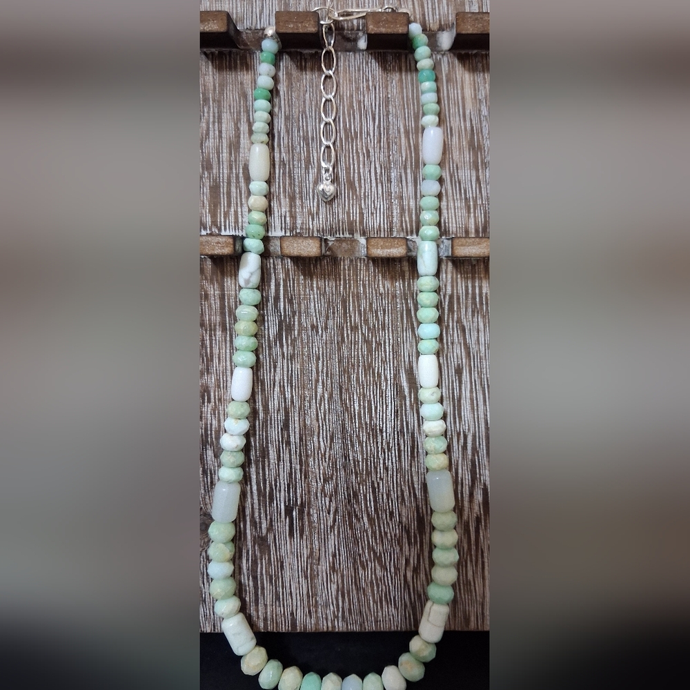 Jay King Mine Finds DTR 925 Sterling & Green Opal Faceted Bead Gemstone Necklace